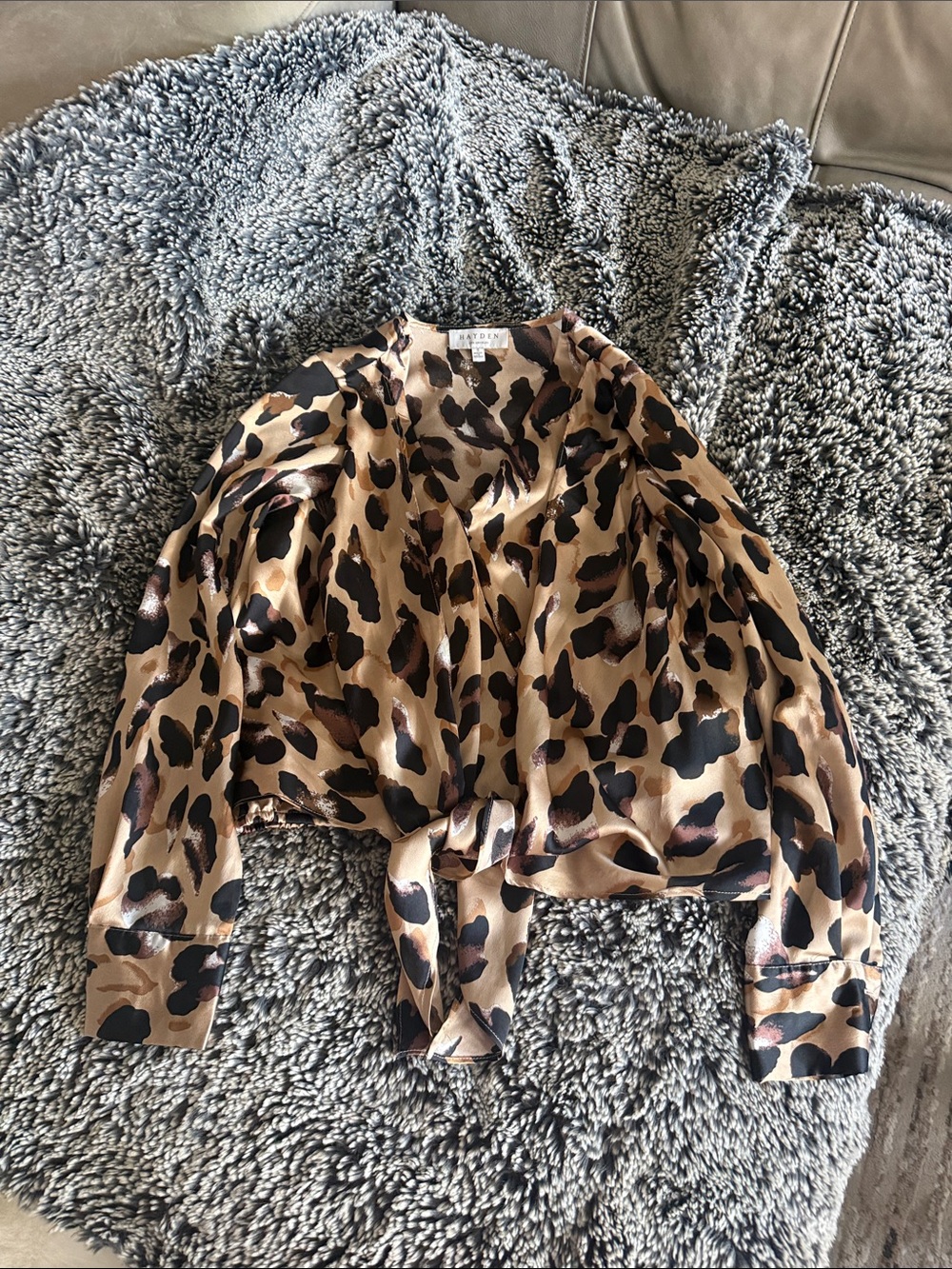 Hayden Leopard Print Tie-Front Blazer - Tan, Black, Brown